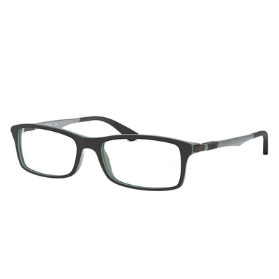 Ray Ban Rb7017 Eyeglasses Gunmetal Frame Clear Lenses 54-17 In Black On Green