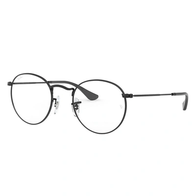 Ray Ban Round Metal Optics Eyeglasses Black Frame Clear Lenses 47-21