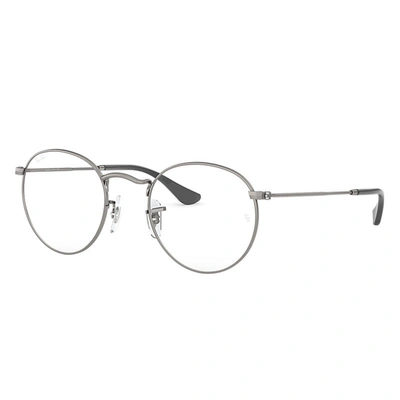 Ray Ban Round Metal Optics Eyeglasses Gunmetal Frame Clear Lenses 47-21