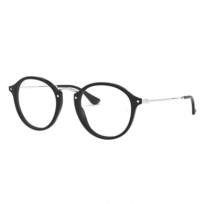 Ray Ban Round Fleck Optics Eyeglasses Black Frame Clear Lenses Polarized 49-21