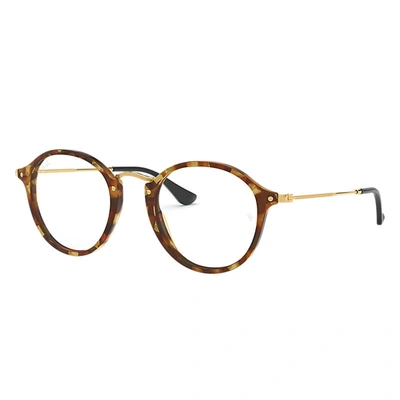 Ray Ban Round Fleck Optics Eyeglasses Gold Frame Clear Lenses Polarized 49-21