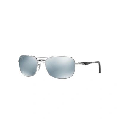 Ray Ban Rb3515 Sunglasses Gunmetal Frame Silver Lenses Polarized 61-17