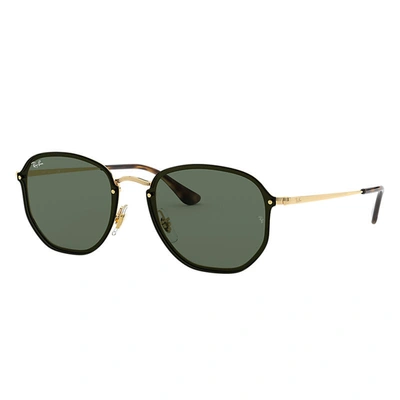 Ray Ban Blaze Hexagonal Sunglasses Gold Frame Green Lenses 58-15