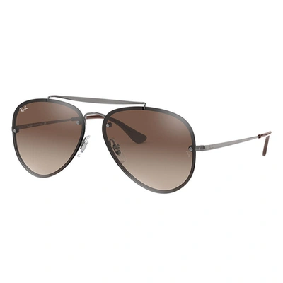 Ray Ban Blaze Aviator Sunglasses Gunmetal Frame Brown Lenses 61-13