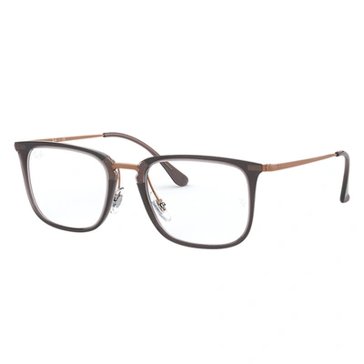 Ray Ban Rb7141 Eyeglasses Bronze-copper Frame Clear Lenses Polarized 52-20 In Bronze-copper