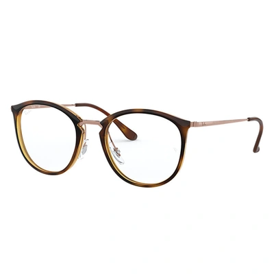 Ray Ban Rb7140 Eyeglasses Bronze-copper Frame Clear Lenses 49-20