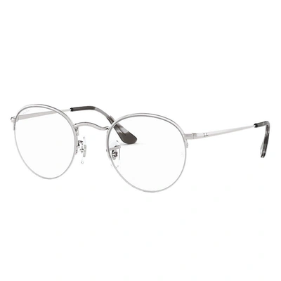 Ray Ban Round Gaze Eyeglasses Silver Frame Clear Lenses 48-22