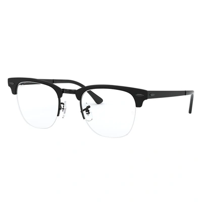 Ray Ban Clubmaster Metal Optics Eyeglasses Black Frame Clear Lenses 50-22