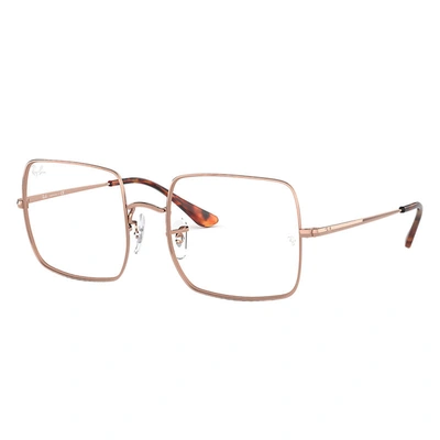 Ray Ban Square 1971 Optics Eyeglasses Bronze-copper Frame Clear Lenses 54-19