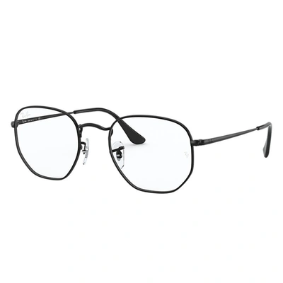 Ray Ban Hexagonal Optics Eyeglasses Black Frame Clear Lenses 51-21