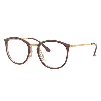 Ray Ban Rb7140 Eyeglasses Gold Frame Clear Lenses Polarized 51-20