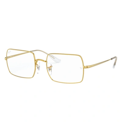 Ray Ban Rb1969v Rectangle Eyeglasses Gold Frame Clear Lenses Polarized 51-19