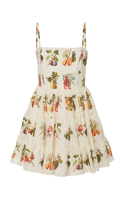 Agua By Agua Bendita Lima Frutas Printed Linen Mini Dress In Pale Yellow/ fruit Print | ModeSens