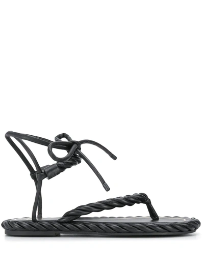 Valentino Garavani 10mm The Rope Leather Lace-up Sandals In Black