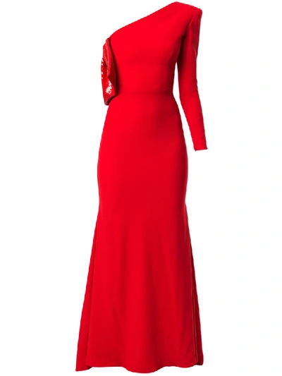 Alex Perry Atlas Asymmetrical Gown In Red