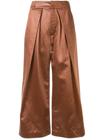 Christian Wijnants Pikeli Satin Trousers In Brown