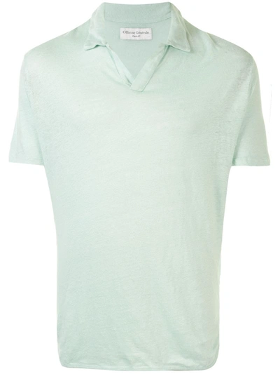 Officine Generale Simon Linen-jersey Polo Shirt In Bleached Sage