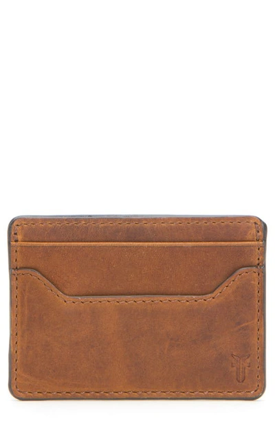 Frye Logan Leather Money Clip Card Case In Cognac