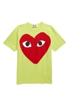 Comme Des Garçons Big Red Heart Neon Graphic Tee In Green