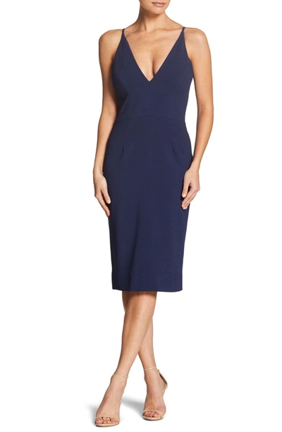 Dress The Population Anita Crepe Cocktail Dress In Midnight Blue