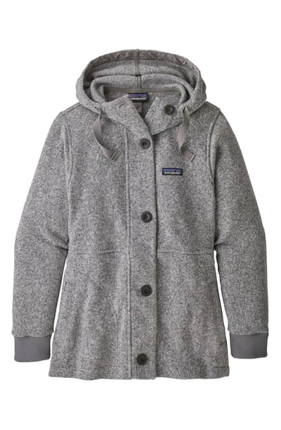 Patagonia Better Sweater Recycled Fleece Hooded Coat In Birch White