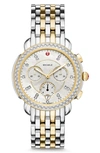 Michele Sidney Chronograph Diamond Watch Head & Bracelet, 38mm In Gold/ Silver/ Mop