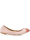 Tory Burch Minnie Cap-toe Leather Ballet Flats In Sea Shell
