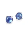 Ippolita Sterling Silver Rock Candy Mother-of-pearl, Lapis & Clear Quartz Crystal Triplet Stud Earrings In Blue/silver
