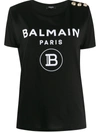 Balmain Round B Logo Print T-shirt In Black