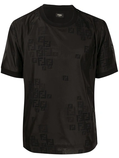 Fendi Ff Logo Cotton-blend T-shirt In Brown