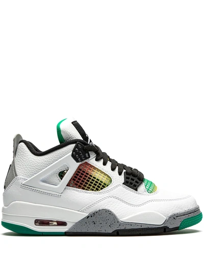 Jordan 4 Retro Sneaker In White/black Red-lucid Green