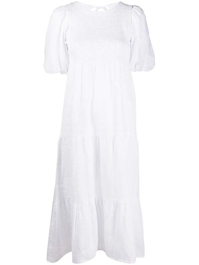 Faithfull The Brand Alberte Tiered Linen Midi Dress In White