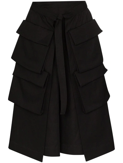 Lemaire High-waist Cargo Pocket Midi Skirt In Black