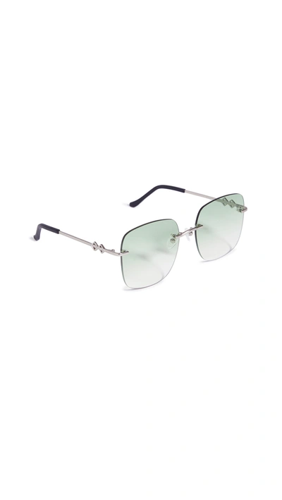 Karen Wazen Madison Oversized Square-frame Metal Sunglasses In Green
