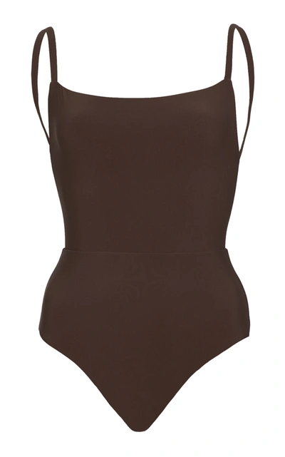 Anemone Women's Open-back One-piece Swimsuit In Brown