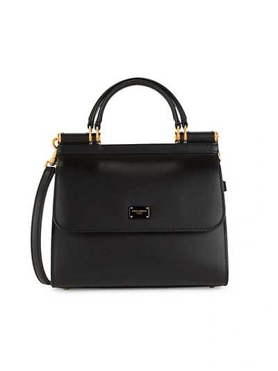 Dolce & Gabbana Sicily Leather Satchel In Black