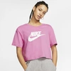 Nike Women's Sportswear Cotton Logo Cropped T-shirt In Pink