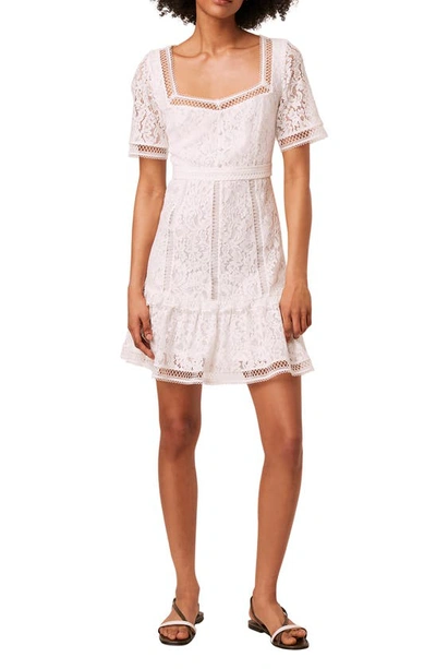 French Connection Amisha Mixed Lace Dress In Summer White