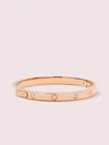 Kate Spade Cubic Zircona & Engraved Spade Bangle Bracelet In Rose Gold