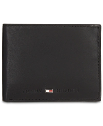 Tommy Hilfiger Men's Brax Leather Rfid Traveler Wallet In Black