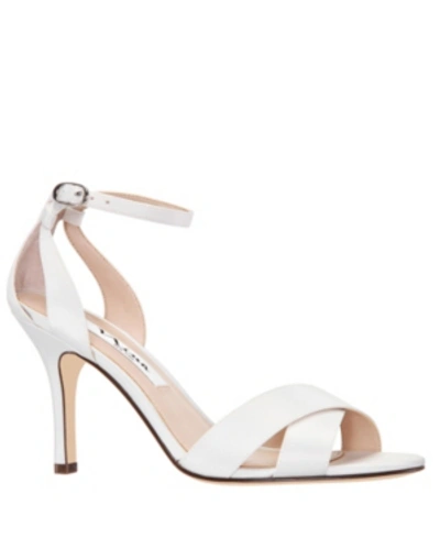 Nina Venus Womens Ankle Strap Open Toe Heel Sandals In White