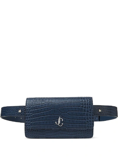 Jimmy Choo Varenne Belt Bag Denim Croc-embossed Leather Belt