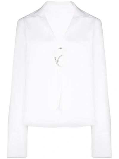 Rosie Assoulin Gwyneth Open Poplin Blouse In White