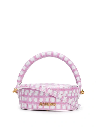 Jacquemus La Boite A Gateaux Checked Leather Tote In Pink