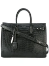 Saint Laurent Small Sac De Jour Croc Embossed Leather Tote - Black