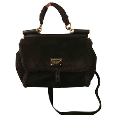 Pre-owned Dolce & Gabbana Sicily Handbag In Brown