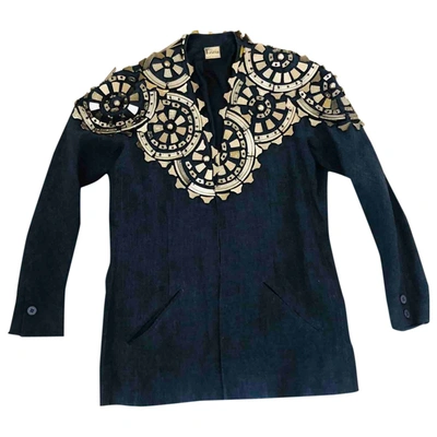 Pre-owned Krizia Linen Short Waistcoat In Blue