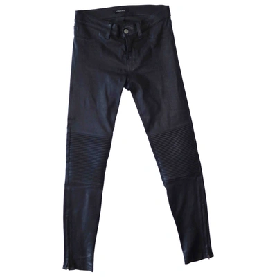 Pre-owned J Brand Leather Slim Trousers In Black