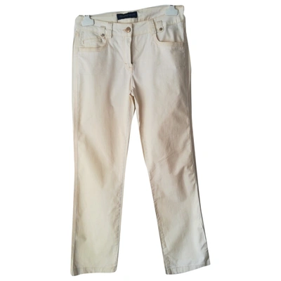 Pre-owned Trussardi Trousers In White