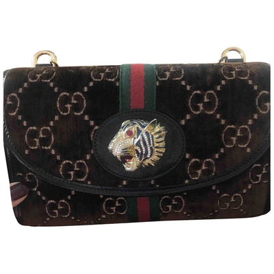 Pre-owned Gucci Animalier Velvet Clutch Bag In Brown